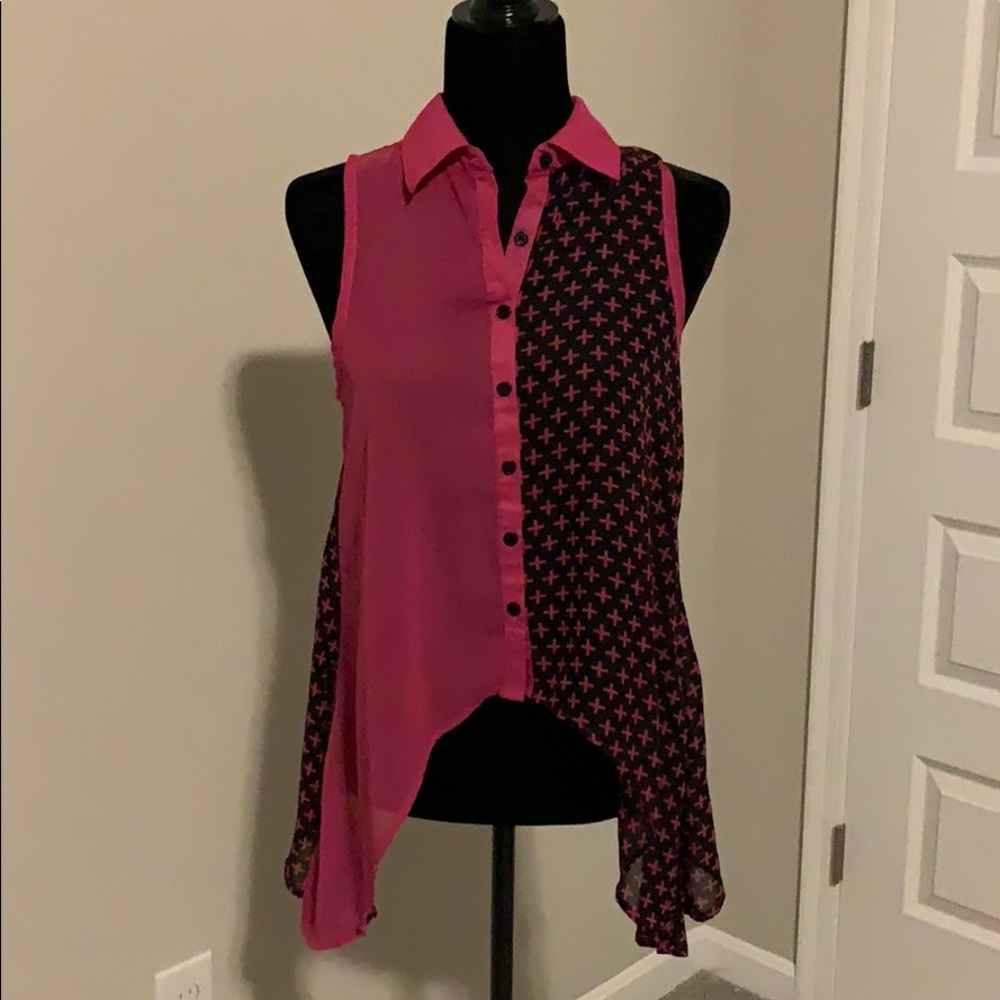 Material Girl Pink & Black Blouse